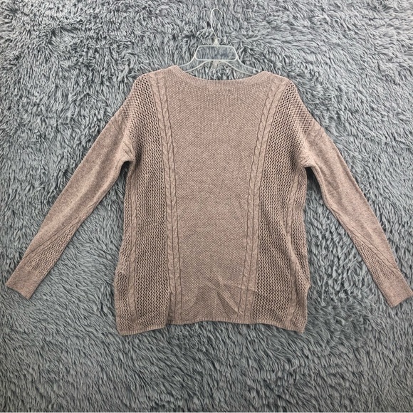 American Eagle Outfitters Sweater Womens  Small Taupe Wool Blend Cable Knit - Picture 7 of 11